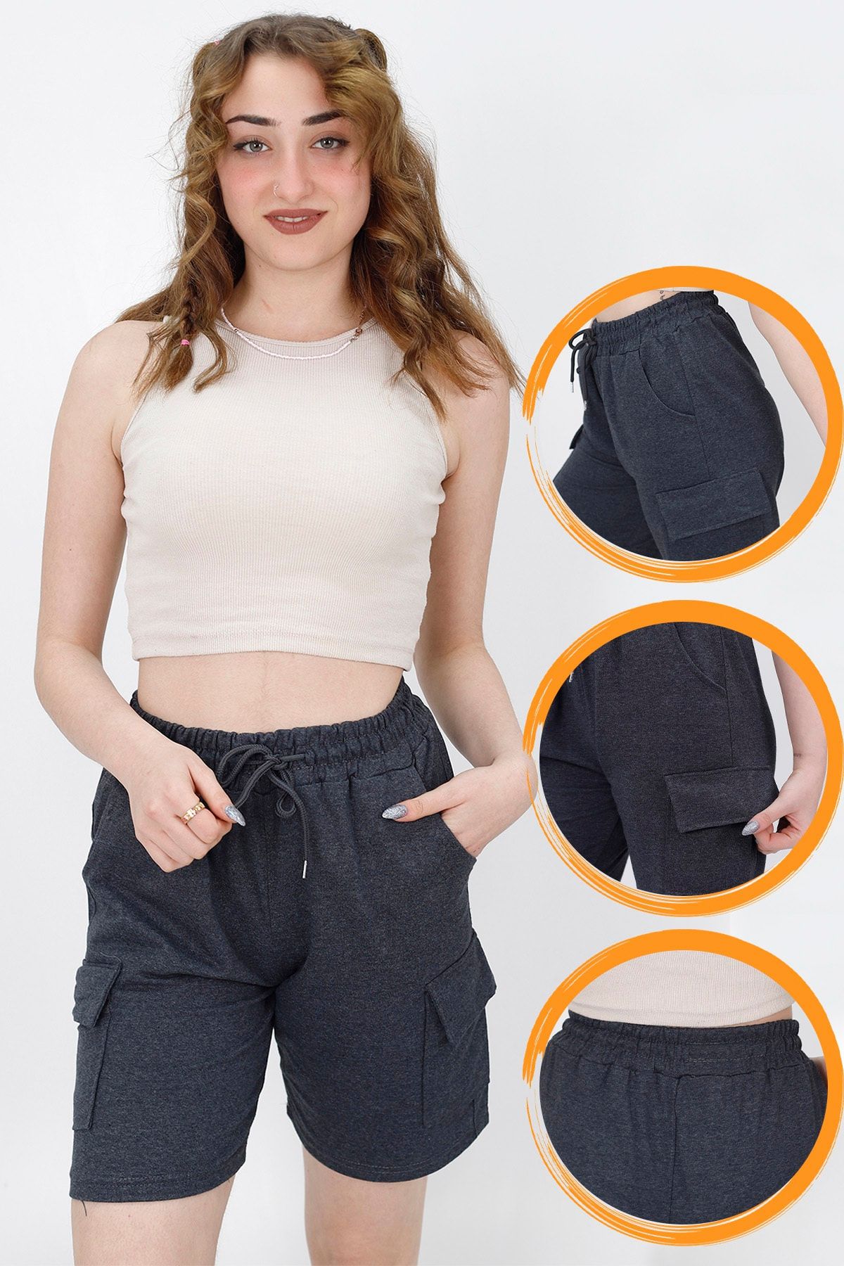 GNL Sports Kadın & Erkek Unisex Kargo Cepli Şort