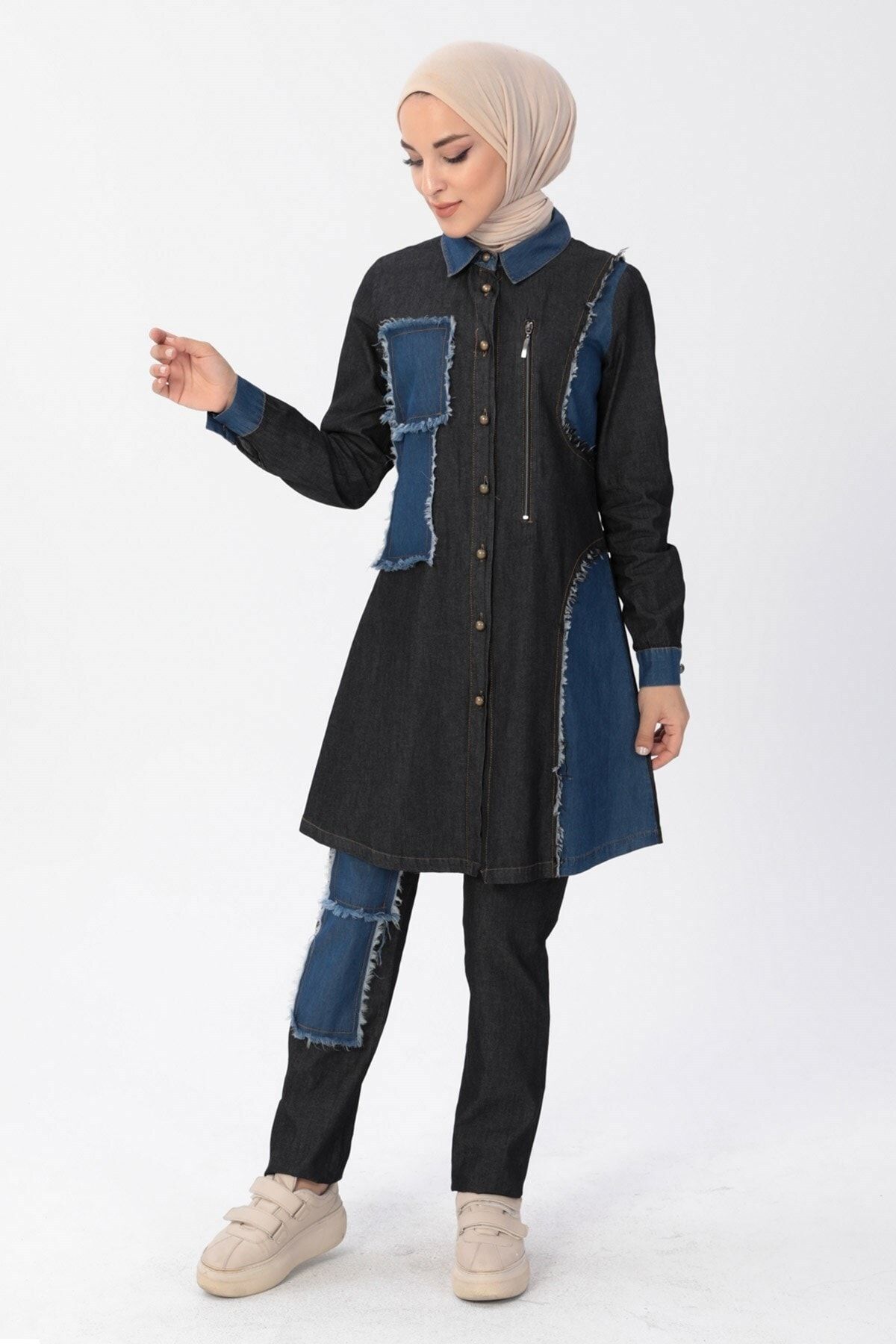 Denim clearance shirt hijab