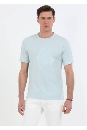 Mint Baskılı Bisiklet Yaka Pamuk Karışımlı T-shirt 156758
