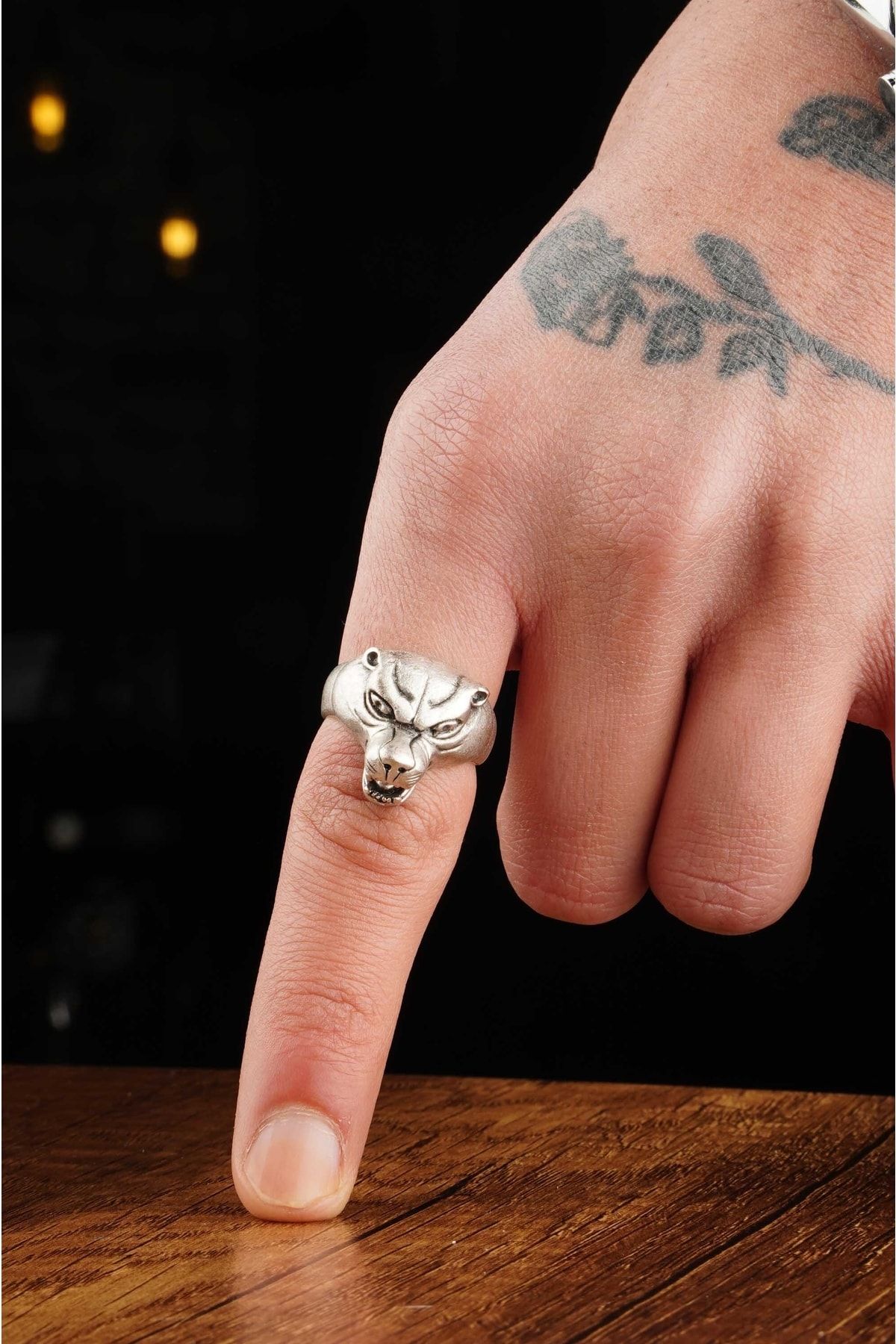 THE Gifts Wolf Ring Ring Adjustable Men s Silver Plated Ring