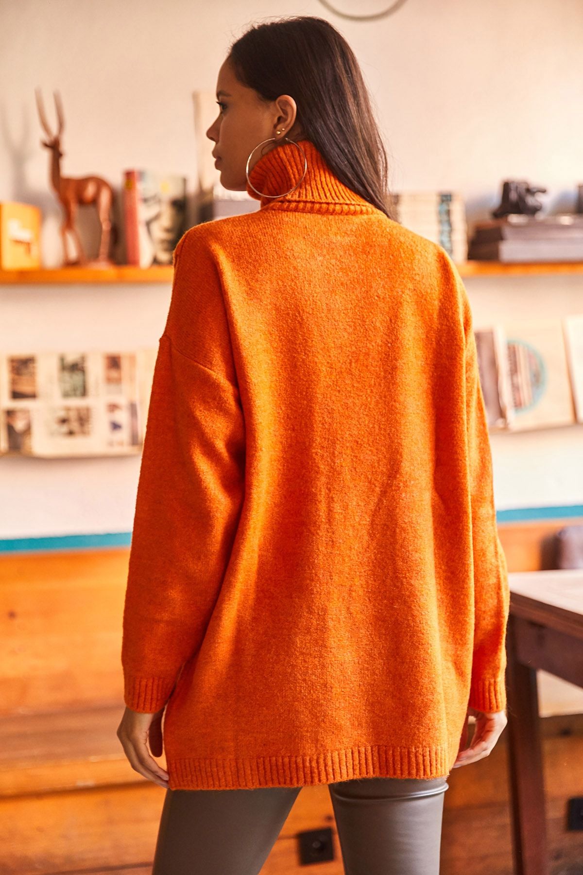 Orange oversized sales turtleneck sweater