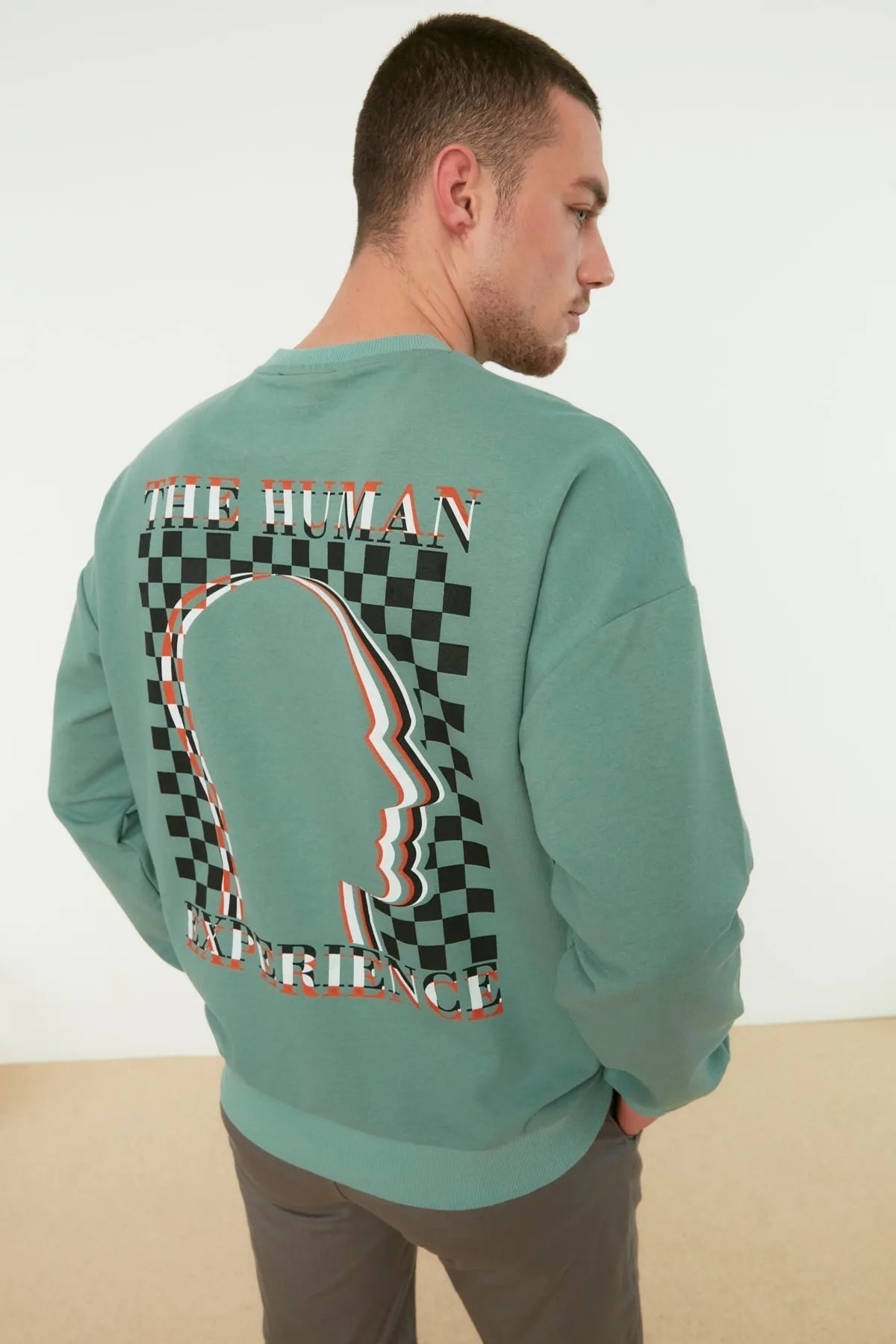 Trendyol Collection Sweatshirt Grün Oversized Fast ausverkauft