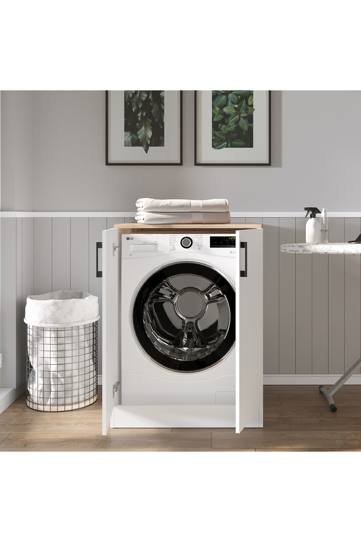 TETA HOME Çamaşır Makinesi Dolabı Kapaklı Atlantik Çam