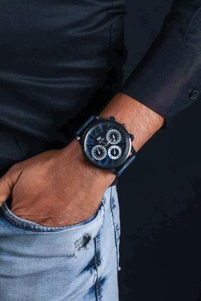 Erkek Kol Saati Deri Kordon Dikişli Tasarım Siyah Gövde Modeli TXC75B4AB714930
