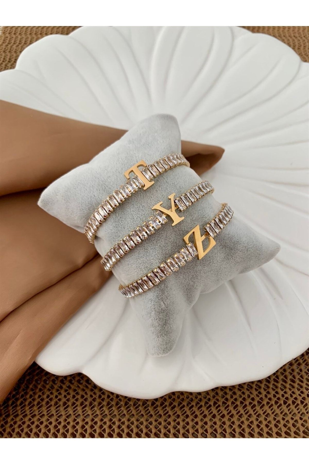 Shakira Accesories-Steel Full Baguette Stone Letter Handcuffs 5