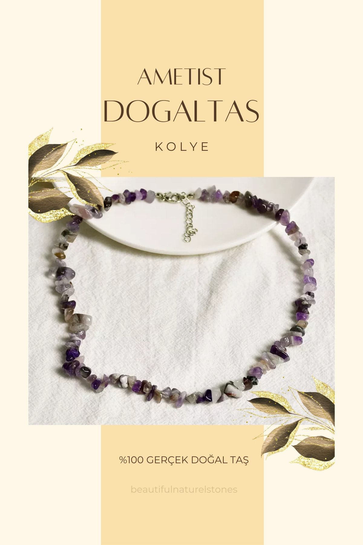 beautifulnaturelstones Amethyst Natural Stone Necklace Positive