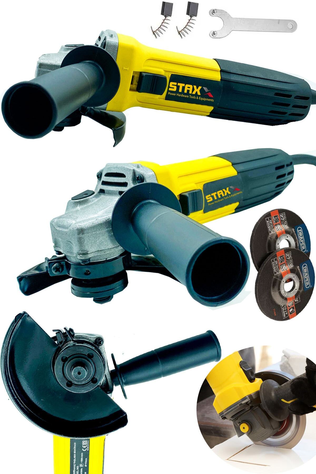STAXX POWER Metal Taşlama Teknoloji Bakır Sargılı 4100 W 115 mm -125mmspiral Avuç Içi Kesme Ve Taşlama Makinesi