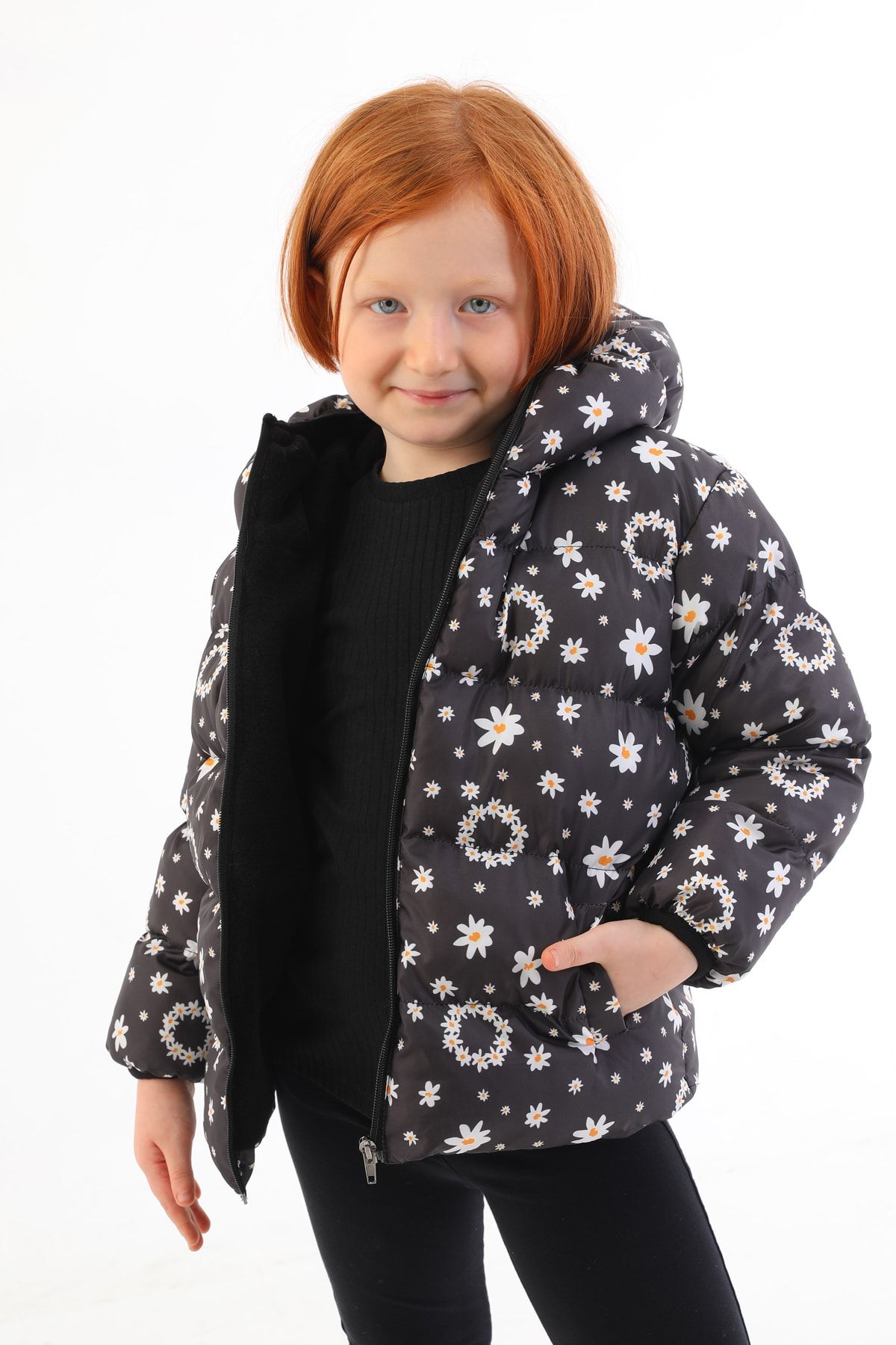 Patterned shop puffer jacket