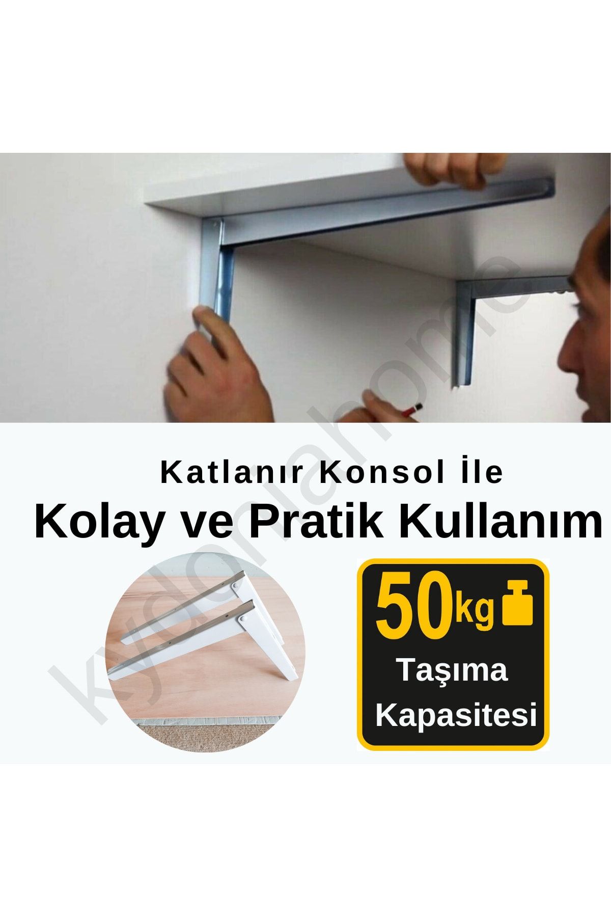 Kydonia Home 60x90 Cm Parlak Süt Beyaz Mdf Lam Duvara Monte Katlanır Masa OH9849