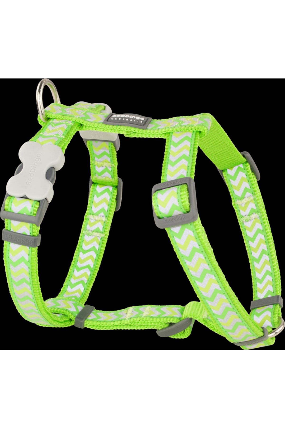RedDingo Reflektörlü Ziggy Desenli Lime Xl Göğüs Tasması 25mm