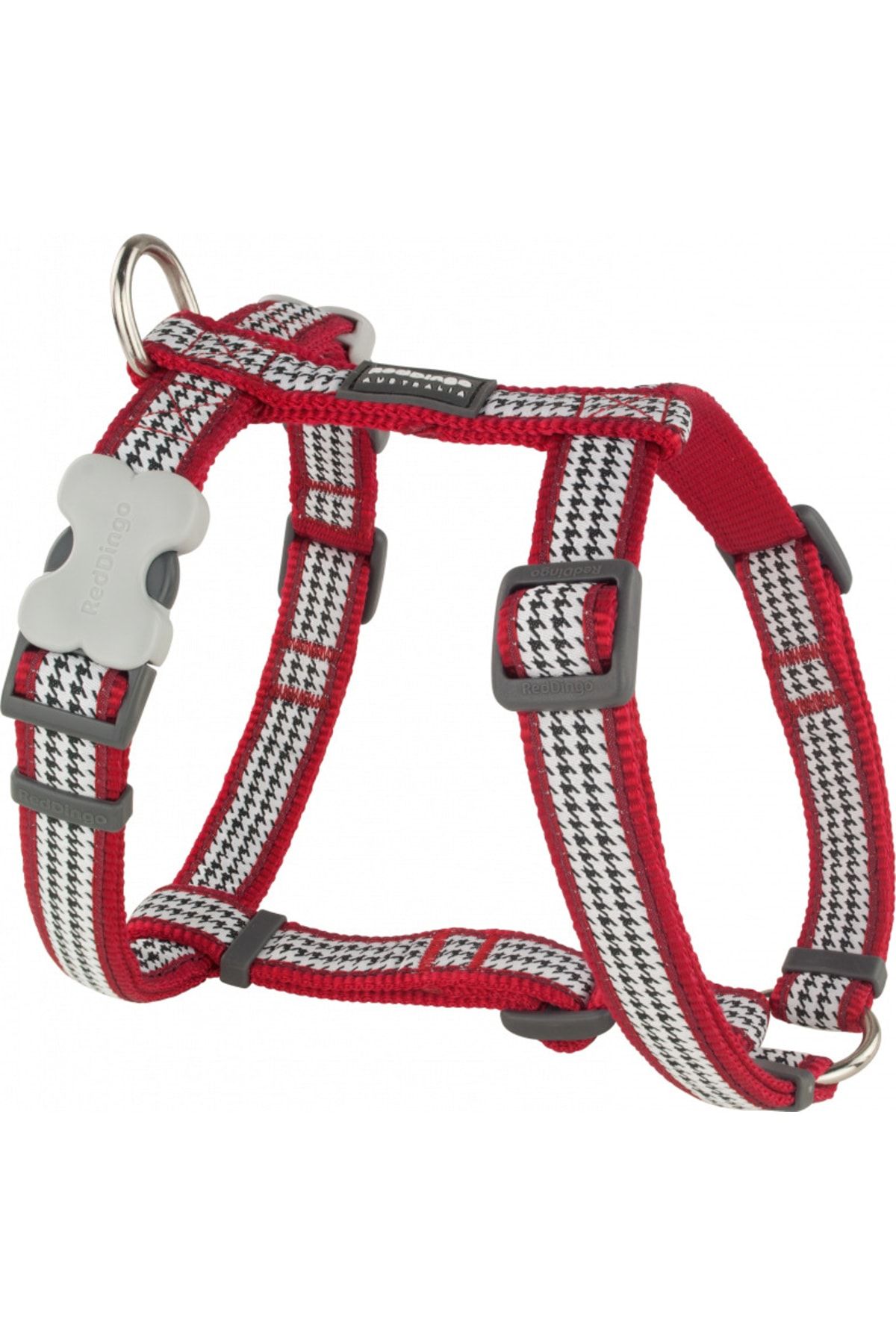 RedDingo Fang It Desenli Kırmızı Köpek Göğüs Tasması M /20mm