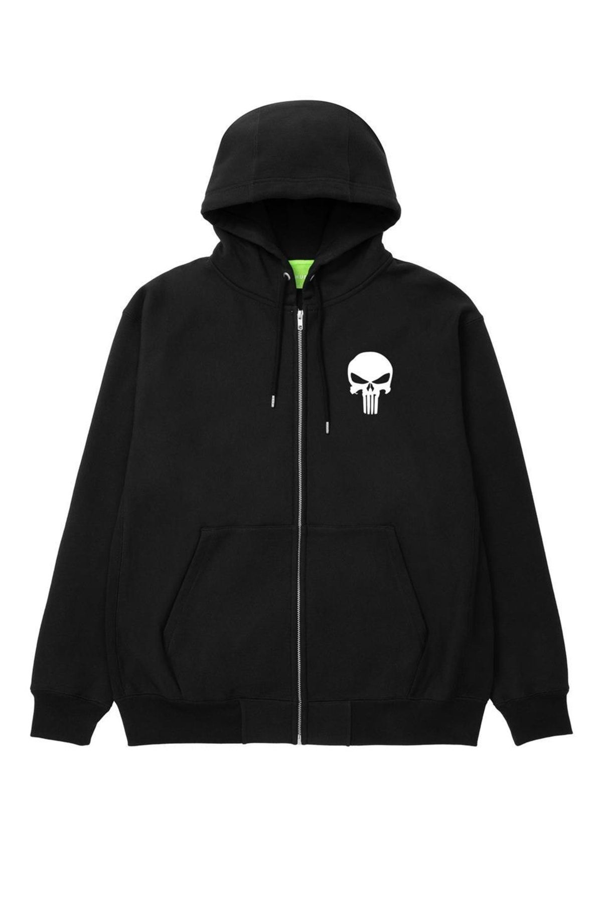 Touz Punisher Printed Oversize Zippered Black Unisex Hooded