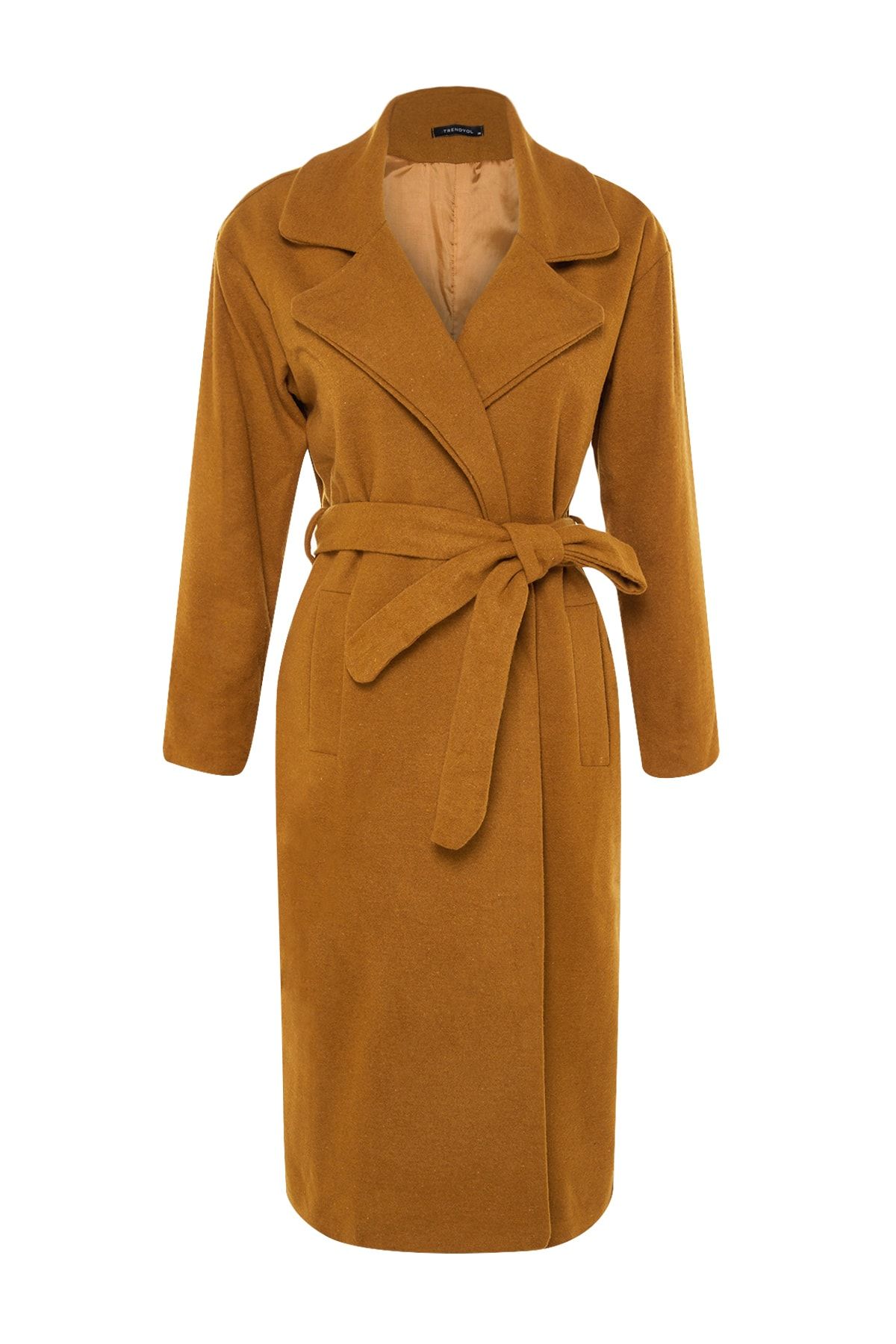 Trendyol Modest-Kabát s velbloudí bundou a límcem s podšívkou TCTAW22AB0008 6