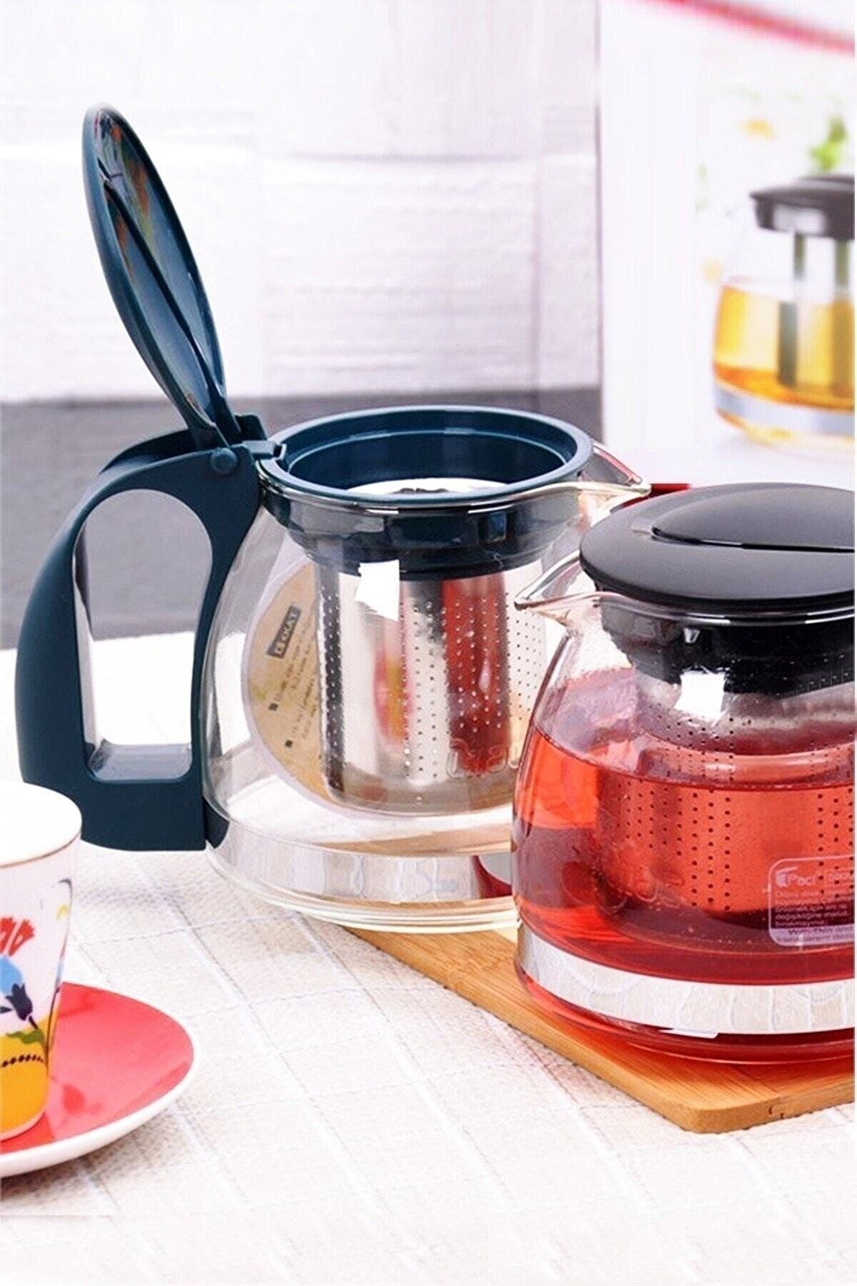 Hanedanev Süzgeçli Cam Demlik 700 Ml Çaycı Çay Makinesi Demliği Teapot 8510