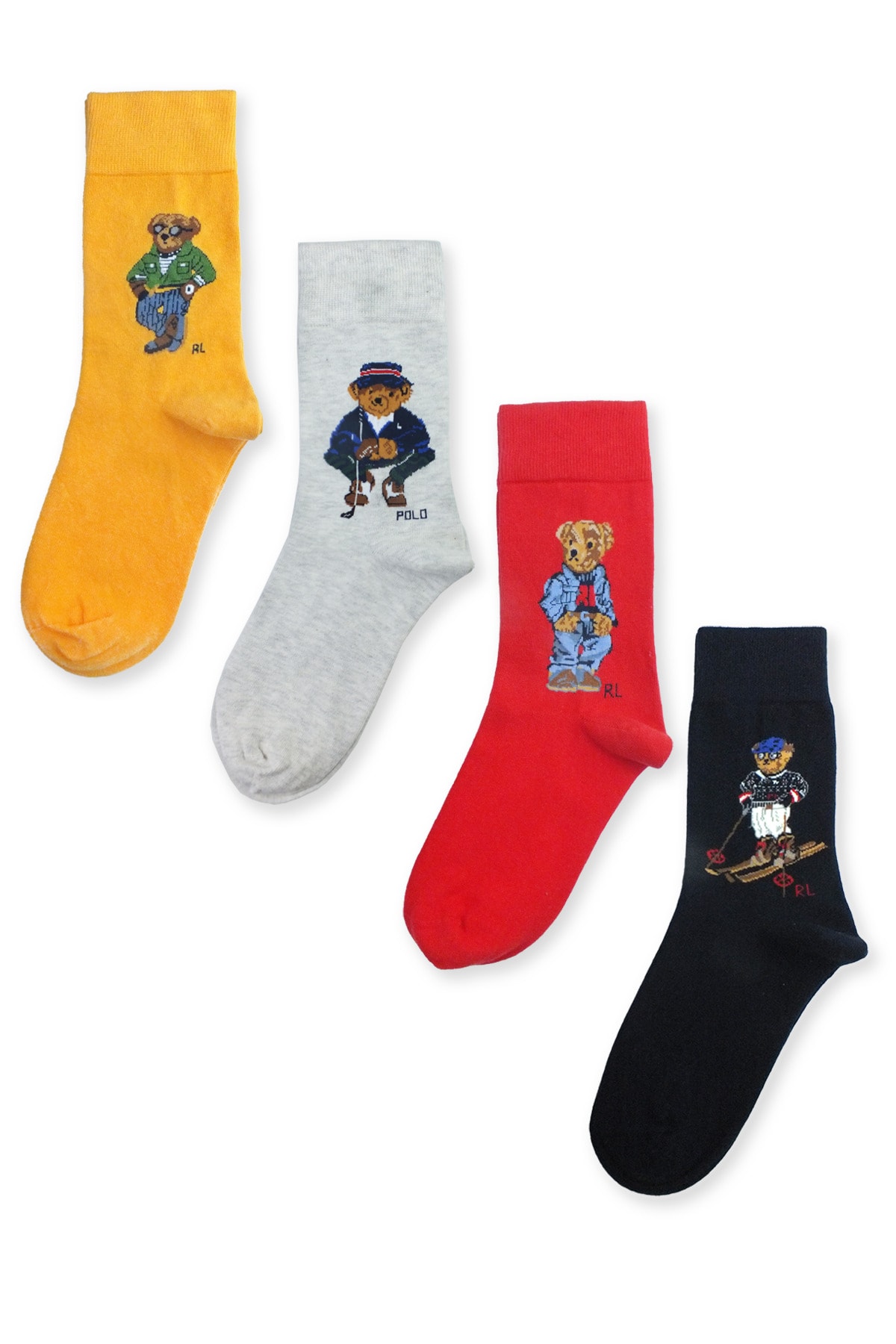 Color Socks 4 Çift New Teddy Bear Desenli Çorap Seti (dikişsiz)