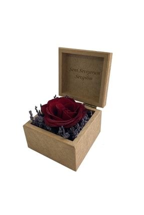 Kişiye Özel Solmayan Gerçek Sonsuz Gül Seni Seviyorum Sevgili Hediyeliği Design Flower Box dfb0001