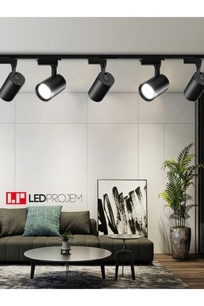 LED PROJEM 5 Adet 30w Led Ray Spot Vitrin Mağaza Armatürü 2 Adet 1 Metre Rayl...