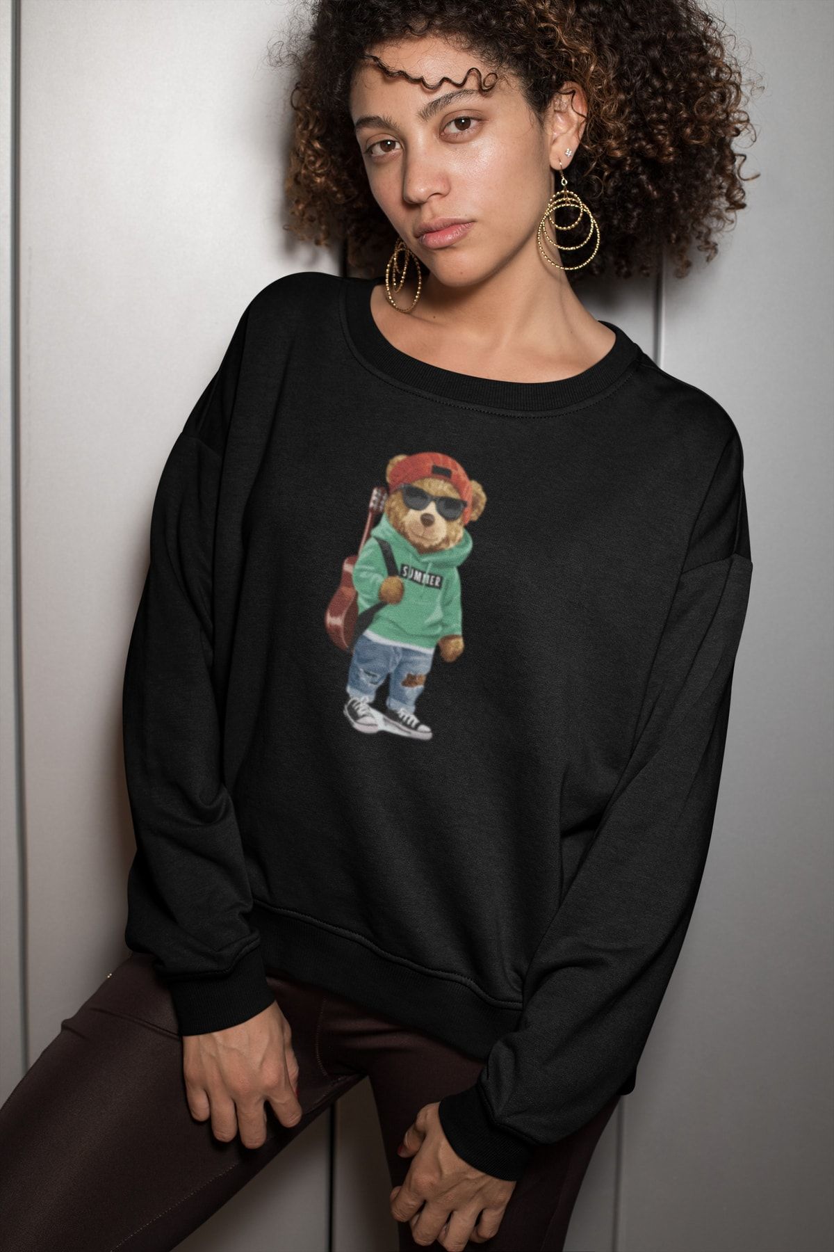Advantage Crew Deck Chitarist Tedy Bear Teddy Bear Hanorac Unisex Oversized Unisex - S