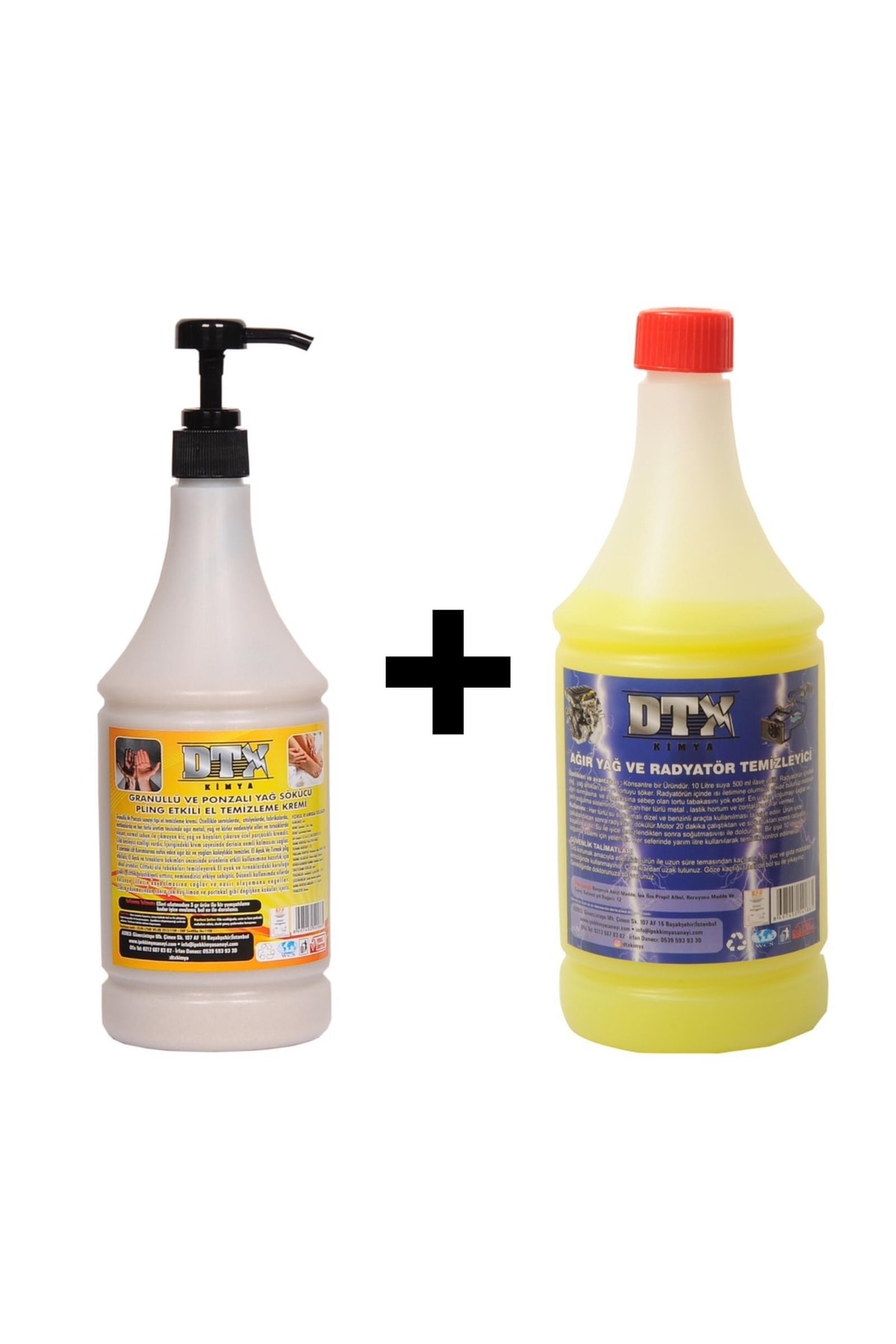 Ponza'lı (Talaşlı) El Temizleme Kremi (Dabunu) 1 kg & Ağır Yağ Sökücü 1 Litre