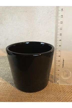 Seramik Saksı - Sukulent-kaktus Saksısı Siyah Çap (8.5cm) Çiçek Saksısı 229