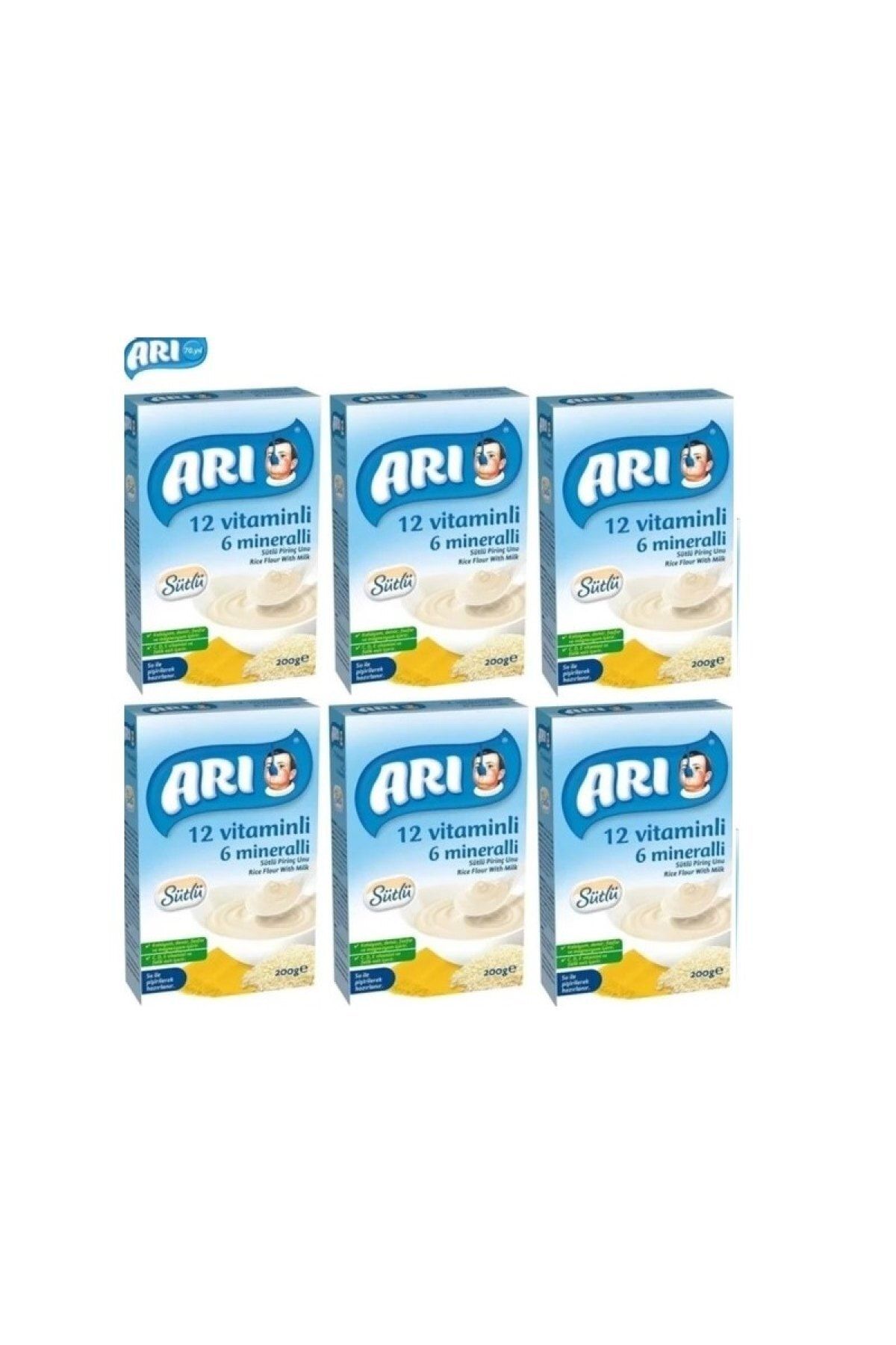 Arı Mama Arı mama 12 Vitaminli 6 Mineralli Sütlü Pirinçli 200gr *6'lı Paket