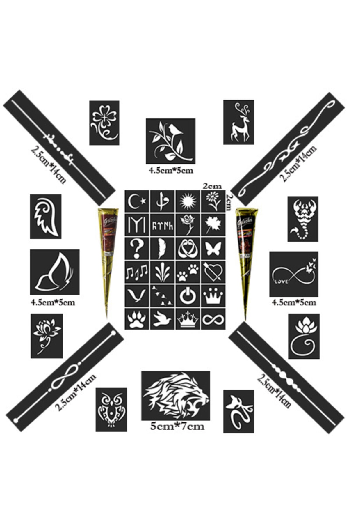 hennadibace Lüks Seri Kına Kalıbı Geçici Dövme Golecha Hint Kınası ...