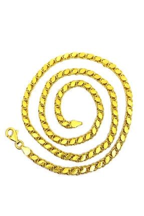 925 Ayar Gümüş Altın(gold) Kaplama Pullu(halep) Model 65cm Kadın Zincir MATG21992-564