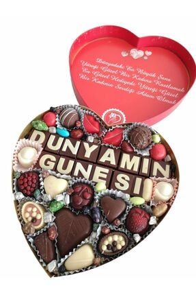 Yazılı Harfli İsimli Resimli Kalpli Hediyelik Çikolata Kutusu Dünyamın Güneşi 40yıl200105
