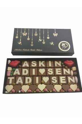 Yazılı Harfli Isimli Resimli Hediyelik Çikolata Kutusu Aşkın Adı dbk300113