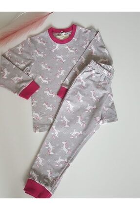 Kız Çocuk Gri Unicorn Pijama Takımı 51144