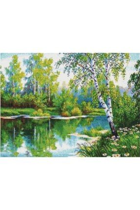 Sanat Papatyalar Ve Güzel Bir Orman Elmas Mozaik Tablo / Mozaik Puzzle 60 X 45cm E2020-1447-m E20201447M