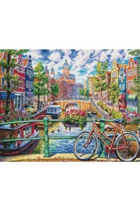 Sanat Kanal Caddesi - Amsterdam Elmas Mozaik Tablo / Mozaik Puzzle 55 X 45 Cm E2020-1583-m E20201583M