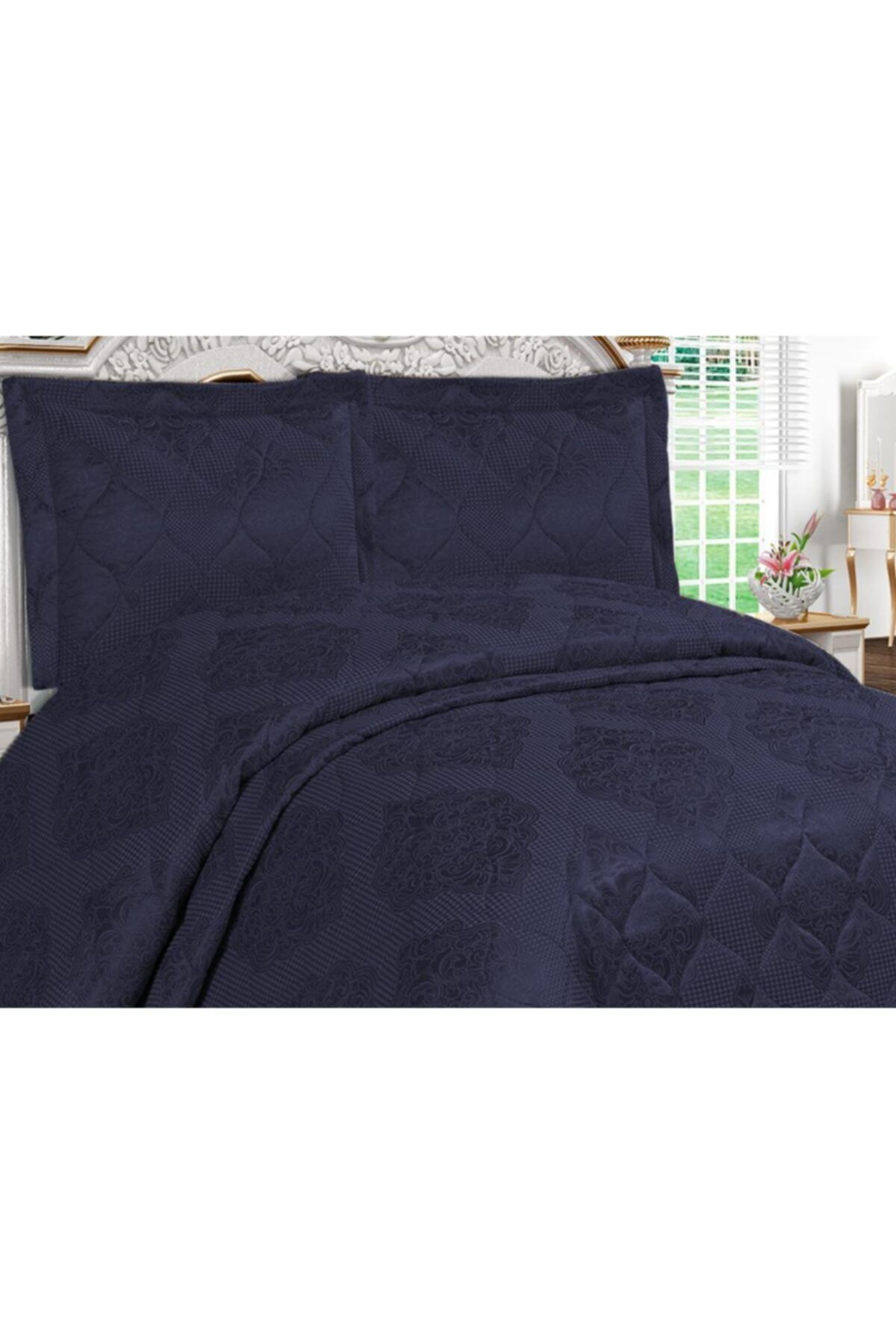 Navy blue quilted 2025 bedspread