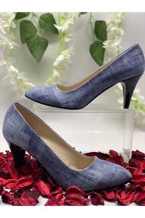 Kadın Mavi Topuklu Stiletto Ayakkabı GZLikra2