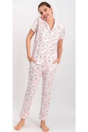 Pierrecardin 7690 Bayan Gömlek Pijama Takımı PC7690-KREM-L