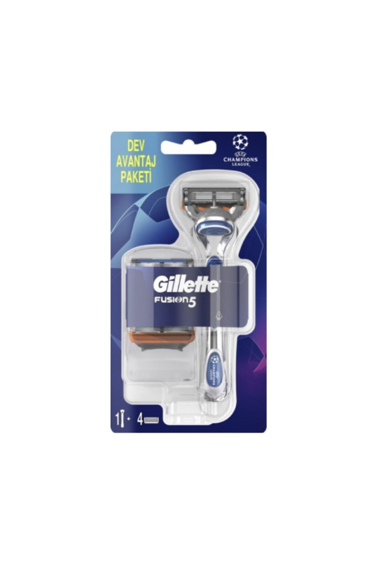 Gillette Fusion5 Tıraş Makinesi + 4 Yedek Bıçak Şampiyonlar Ligi Paketi