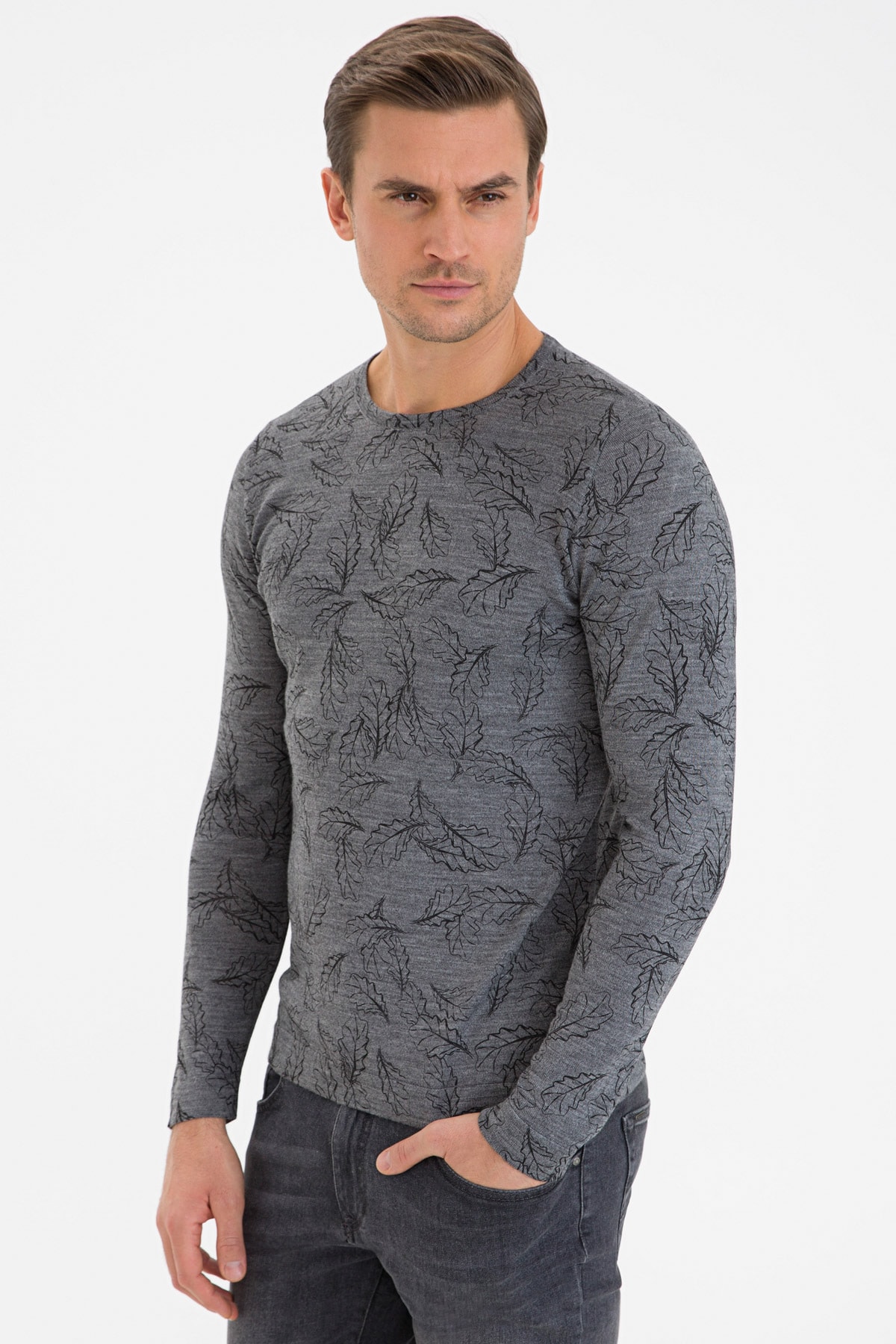 بافت و پلیور مردانه خاکستری Pierre Cardin | G021SZ0TK.000.1113910 اورجینال - تصویر 3