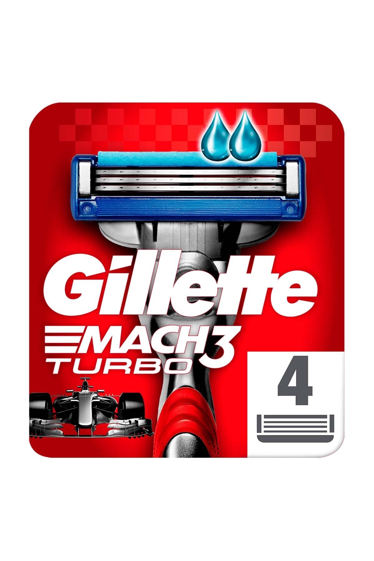 Gillette Mach3 Turbo 4'lü Yedek Tıraş Bıçağı Kırmızı Seri