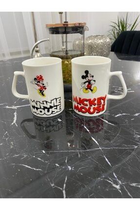 Porselen Minnie Mickey Mouse Desenli Kupa Bardak TBK099MS