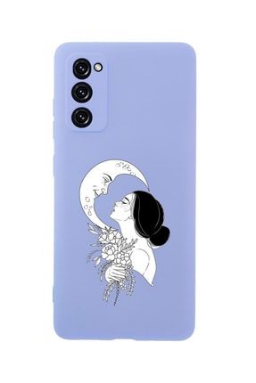 Samsung S20 Fe Moon & Woman Desenli Premium Silikonlu Lila Telefon Kılıfı MCSAMS20FLMOWOM