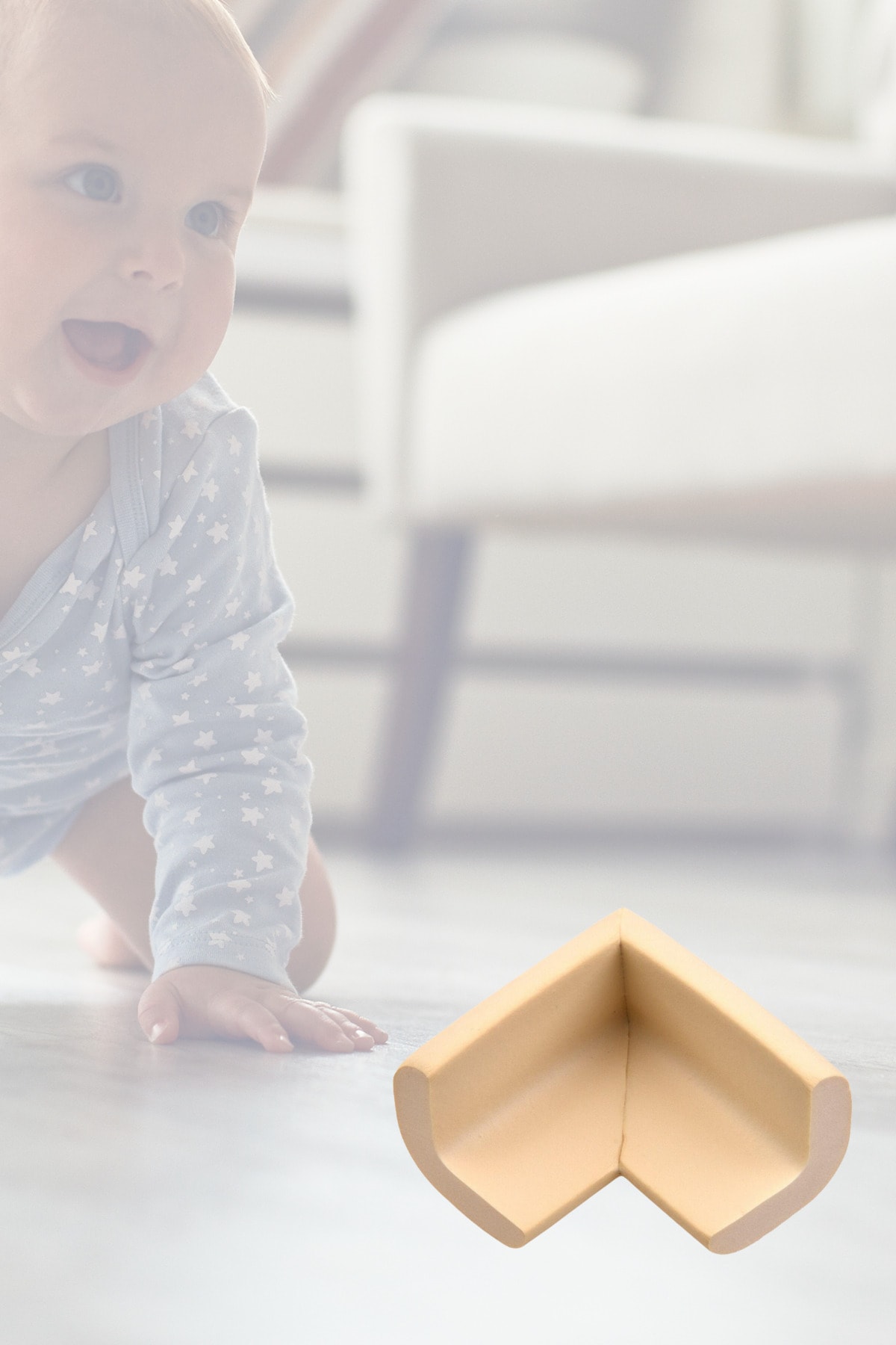 Buffer Bebek Çocuk Güvenliği Emniyetli Cam Masa Ahşap Sehpa Krem Köşe Koruyucu Yastık Sünger 10'lu fotoğrafı 4 (önizleme)