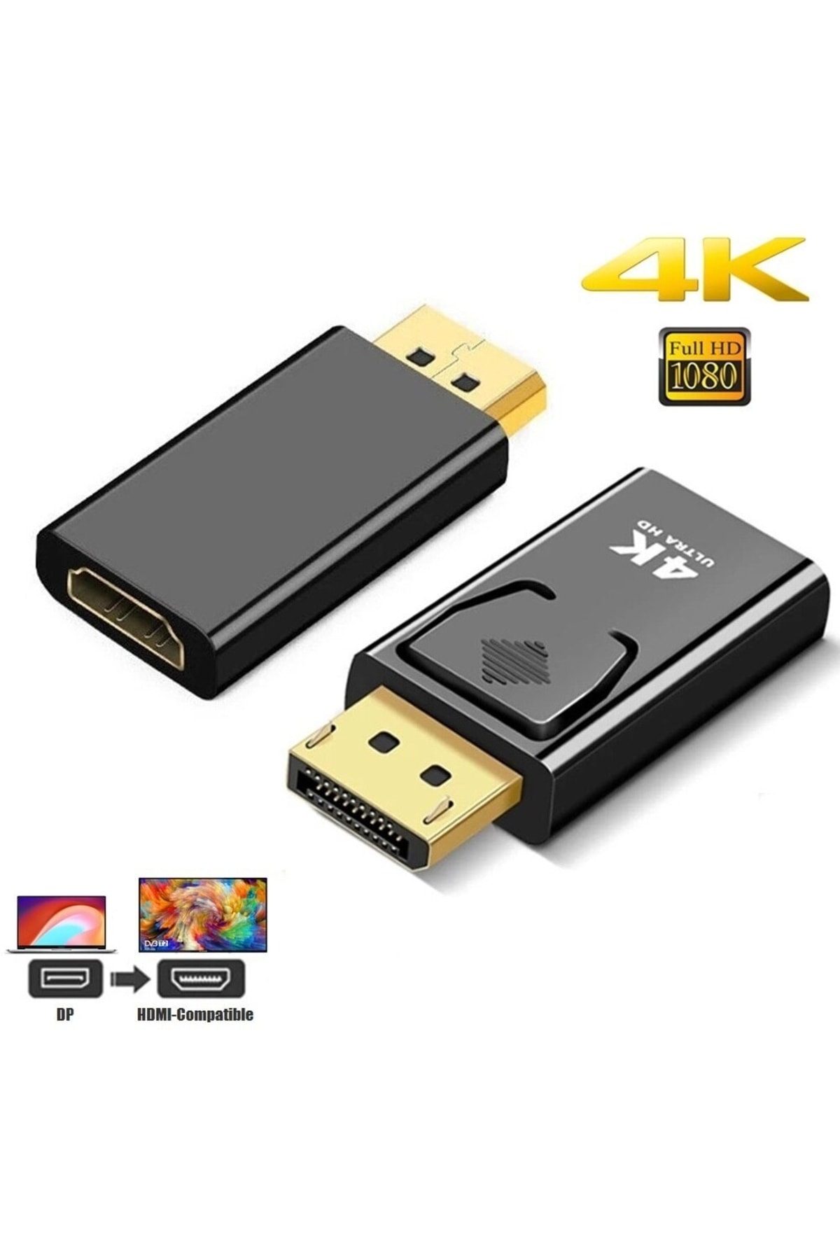 Displayport Hdmı Uyumlu Adaptör Dp Erkek Kadın Video Ses Kablosu Hd 4k 1080p Pc Tv Laptop Çevirici
