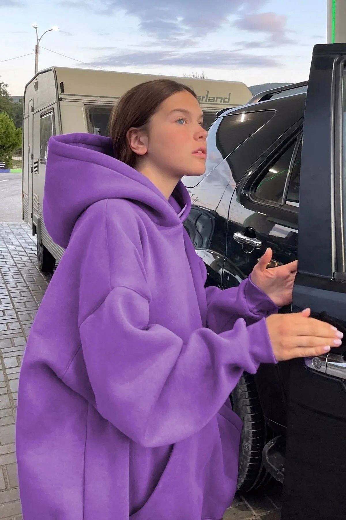Purple sweatshirt sales