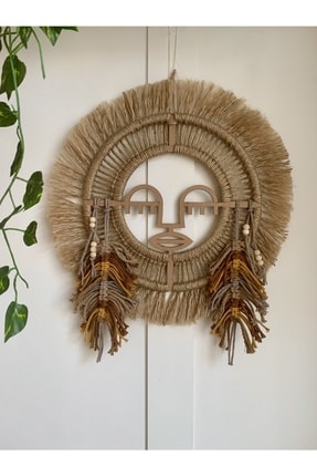 Bohem Shop El Yapımı Kadın Figürlü Etnik-bohem Makrome Yapraklı Duvar Süsü Du...