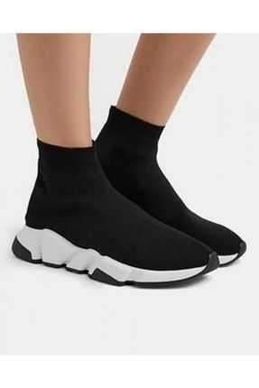 Ünisex Siyah Beyaz Spor Sneaker Çorap Ayakkabı 1000 Masal 8523690147