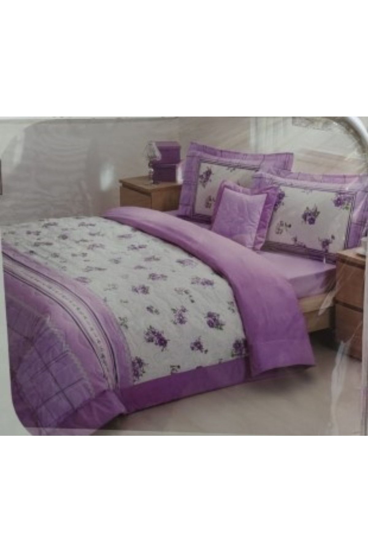 Kristal Single Coverlet Purple Floral Trendyol