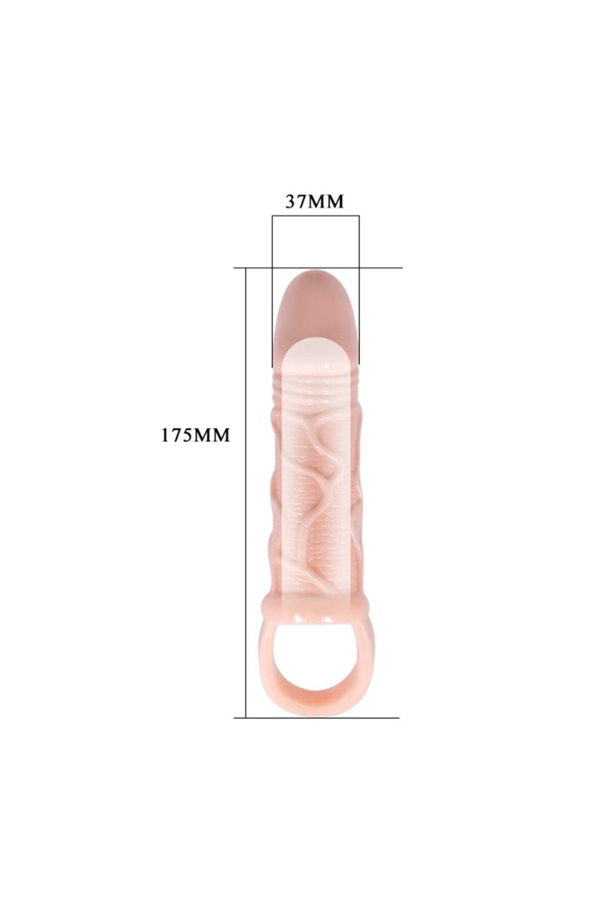 18 Cm Uzatmalı 3 Cm Dolgulu Testis Halkalı Penis Kılıfı 2