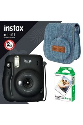 Instax Mini 11 Siyah Fotoğraf Makinesi Ve Jean Çantalı Hediye Seti 3 FOTSI00130-JEAN-SET3
