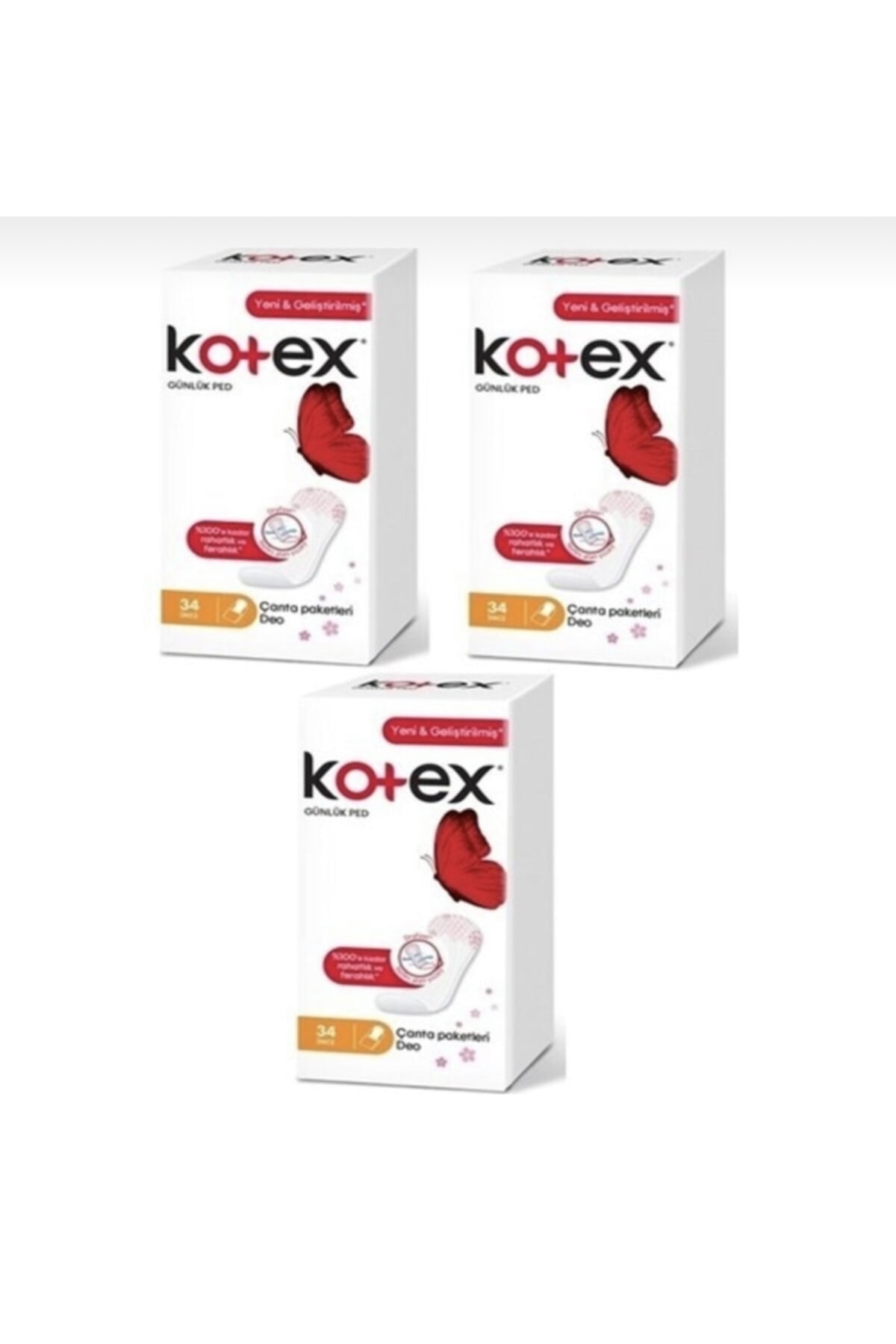 Kotex Ince Parfümsüz Günlük Ped 34 Lü X 3