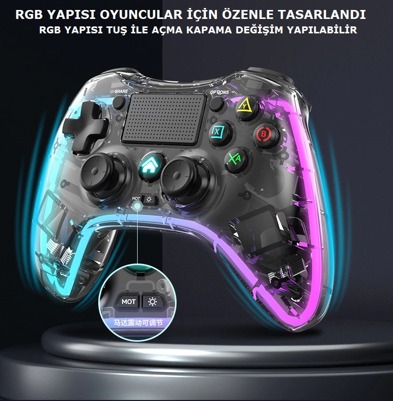 beboncool Rgb Işıklı Ps4-ps3-tv-ıos-pc Kablosuz Joystick Gamepad Oyun ...